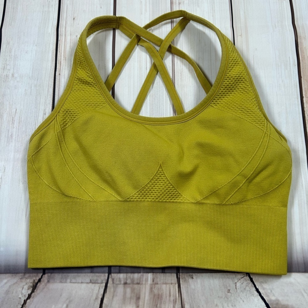 Velocity Chartreuse Sports Bra with Crisscross Back. Size Small.